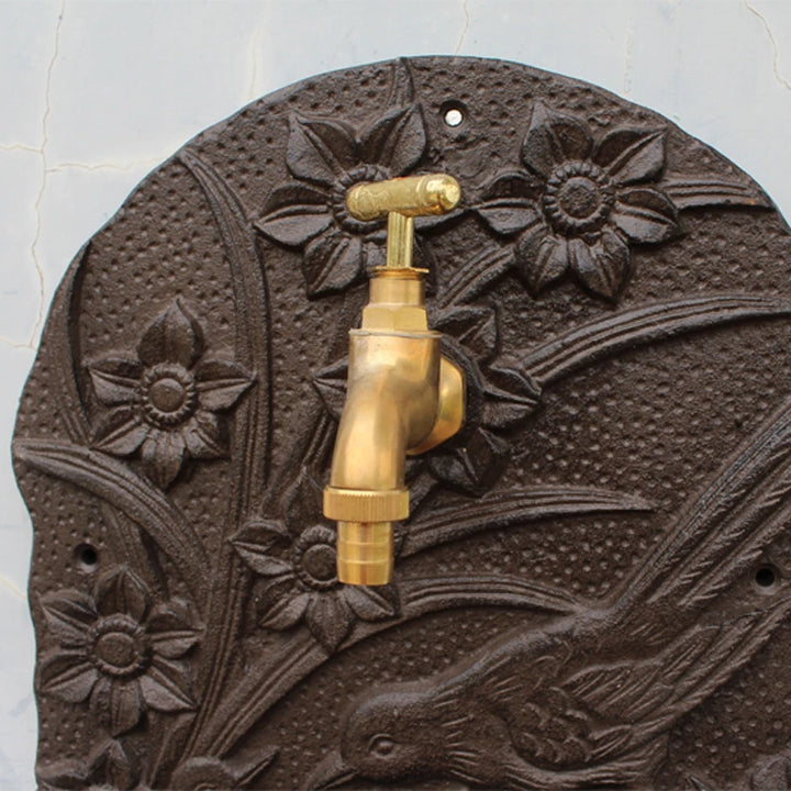 Rustic Cast Iron Wall Mounted Hand Sink With Birds On Flower Branch Metal Wash Basin Stand