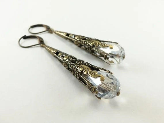 Amethyst Earrings Long Dangle Earrings Long Dangle Earrings Champagne Crystal Earrings