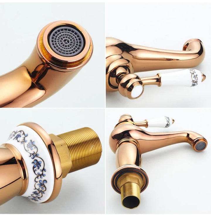 Bathroom Antique Bronze Finish Brass Basin Sink Solid Brass Faucets Single Handle Water Mixer Taps Bath Crane  ELFCT001
