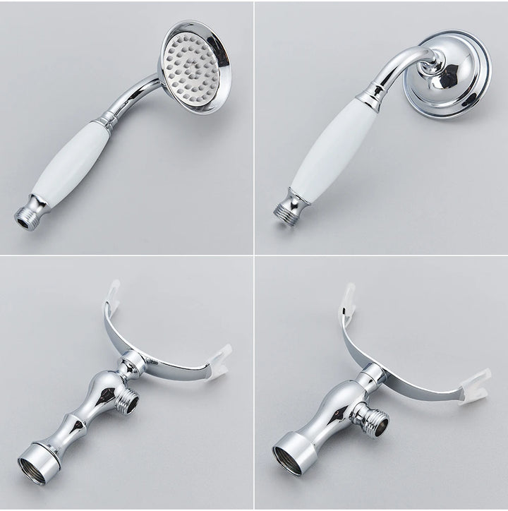 POIQIHY Golden Black Bathtub Shower Faucets Bathroom Wall Bath Shower Set Brass Mixer Tap Swivel Tub Spout Bath Shower Mixers