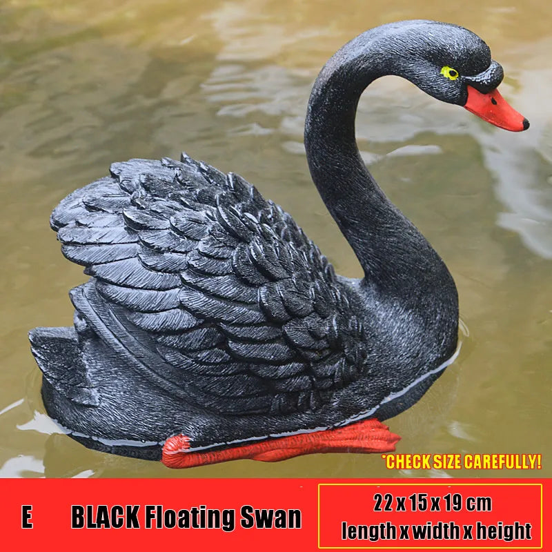 Resin Floating White Black Swan Outdoor Garden Pond Fish Tank Decorative Swimming Swan Sculpture For Garden Decor Ornament