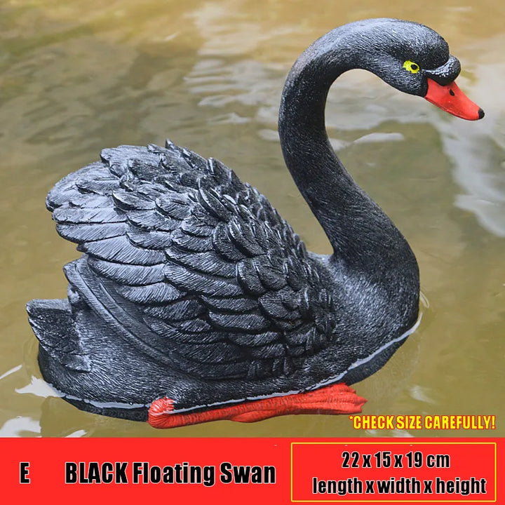 Resin Floating White Black Swan Outdoor Garden Pond Fish Tank Decorative Swimming Swan Sculpture For Garden Decor Ornament