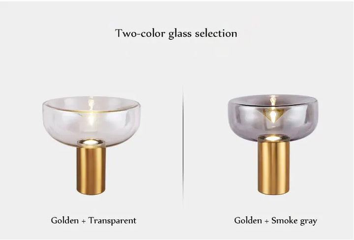 Nordic Clear Glass Table Lamp Creative Swirl Design Gold Hardware Plating Smoky Gray Bedroom Decoration LED E27 Desk Lamp