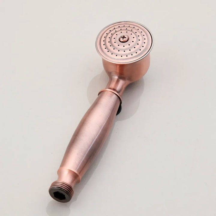 Antique Red Copper 8 inch Round Rainfall Shower Head & Hand Shower Head 1.5 Shower Hose Brass Handshower Bracket Wall Shower Arm