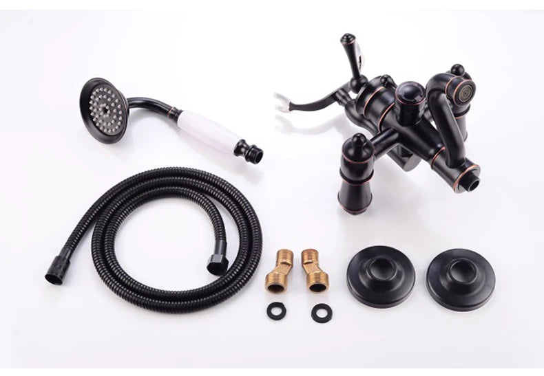 ELLEN Wall Mounted Bathroom Bath Faucet with Hand Shower Black Bath Tub Mixer Tap Bath Shower Mixer ELS2300