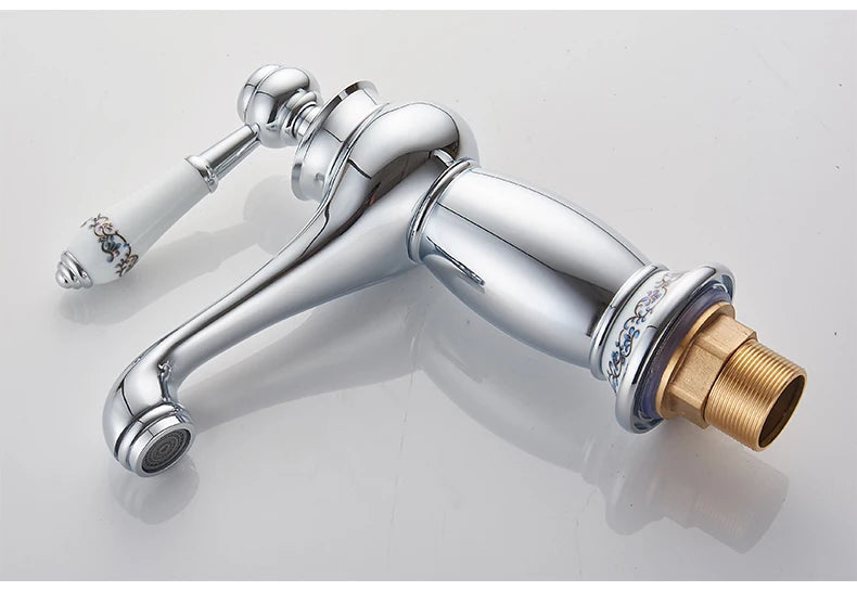 Bathroom Antique Bronze Finish Brass Basin Sink Solid Brass Faucets Single Handle Water Mixer Taps Bath Crane  ELFCT001