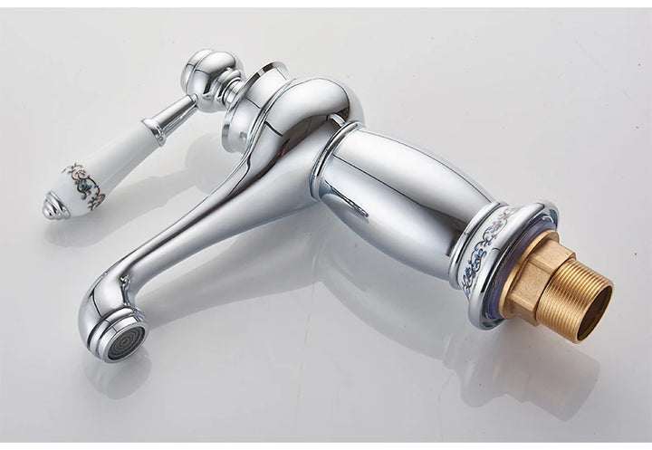 Bathroom Antique Bronze Finish Brass Basin Sink Solid Brass Faucets Single Handle Water Mixer Taps Bath Crane  ELFCT001
