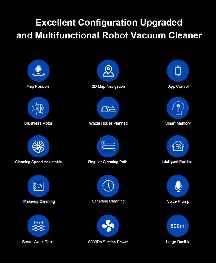 Robot Vacuum Cleaner LIECTROUX/LILIN C30B ,Map Navigation with Memory,Wifi APP Control,6000pa Suction,Smart Electric Water Tank