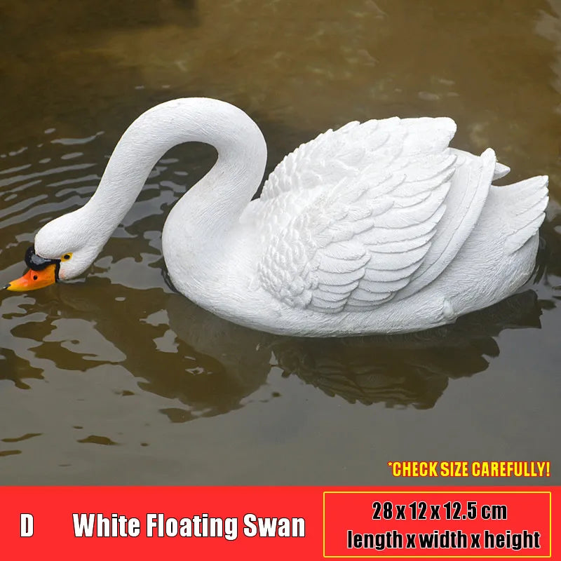 Resin Floating White Black Swan Outdoor Garden Pond Fish Tank Decorative Swimming Swan Sculpture For Garden Decor Ornament