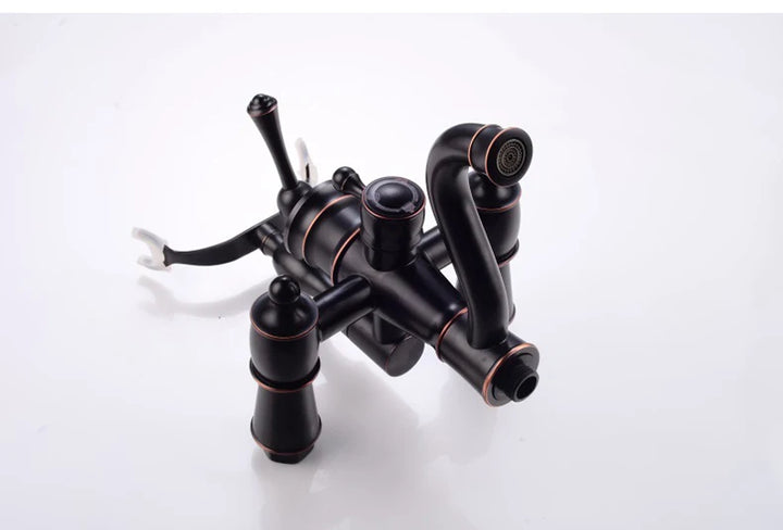 ELLEN Wall Mounted Bathroom Bath Faucet with Hand Shower Black Bath Tub Mixer Tap Bath Shower Mixer ELS2300