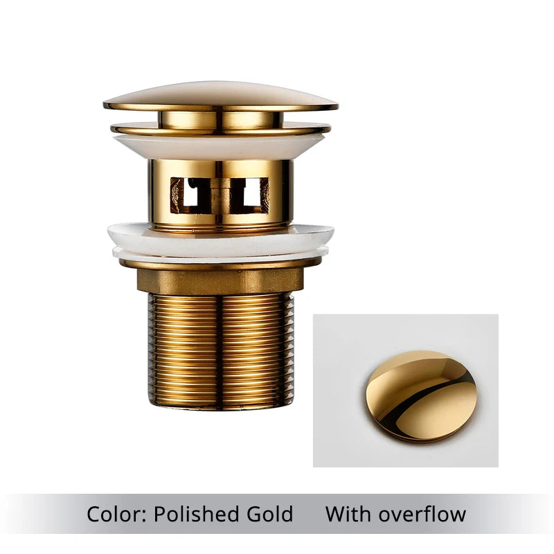 Bathroom Sink Stopper Washbasin Pop Up Drain Plug Cover Waste Pipe Drainer With Or Without Overflow For Bath Accessories
