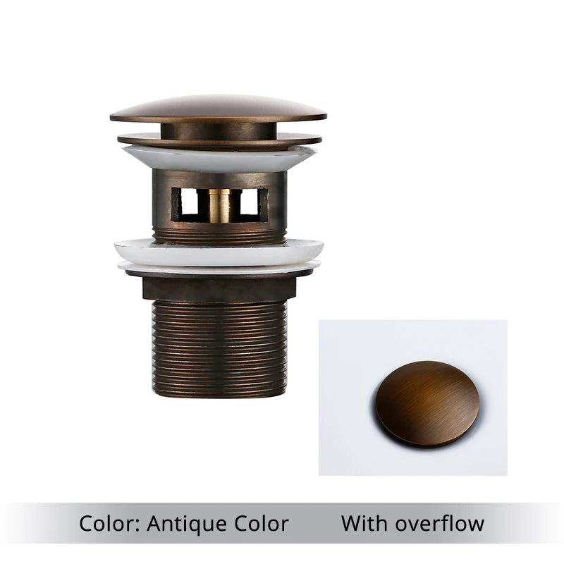 Bathroom Sink Stopper Washbasin Pop Up Drain Plug Cover Waste Pipe Drainer With Or Without Overflow For Bath Accessories