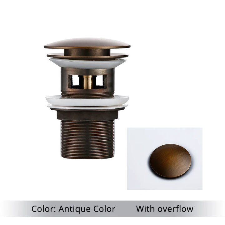 Bathroom Sink Stopper Washbasin Pop Up Drain Plug Cover Waste Pipe Drainer With Or Without Overflow For Bath Accessories