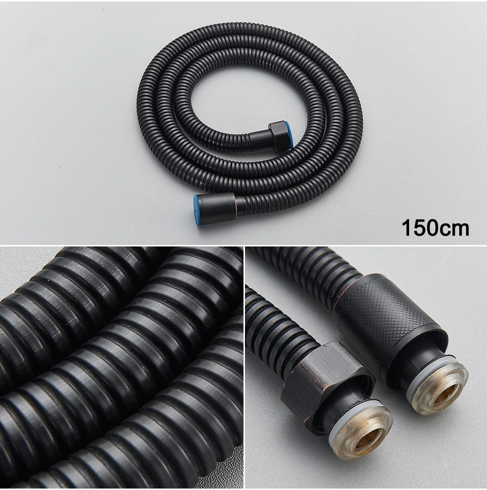 POIQIHY ORB Black Bathroom Shower Faucet In Wall 8" Rainfall Brass Shower Set Mixer Tap Tub Spout Bath Shower Set Dual Handles