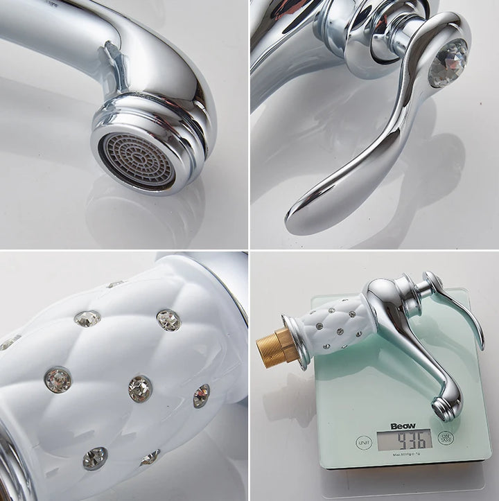 Bathroom Antique Bronze Finish Brass Basin Sink Solid Brass Faucets Single Handle Water Mixer Taps Bath Crane  ELFCT001