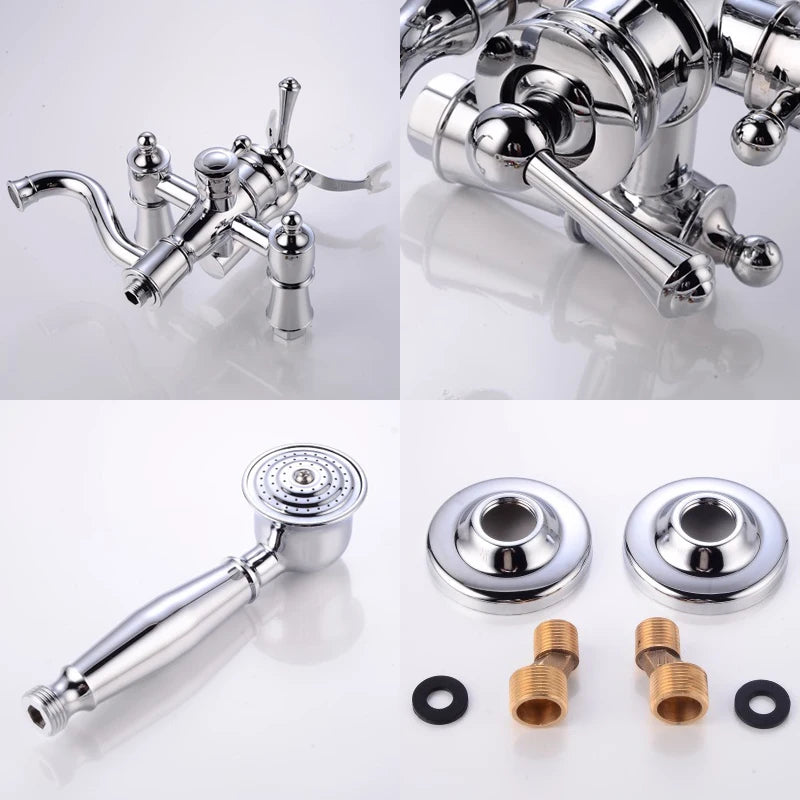 ELLEN Wall Mounted Bathroom Bath Faucet with Hand Shower Black Bath Tub Mixer Tap Bath Shower Mixer ELS2300