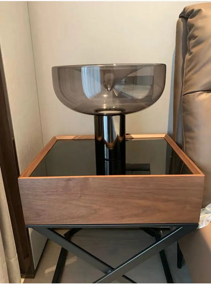 Nordic Clear Glass Table Lamp Creative Swirl Design Gold Hardware Plating Smoky Gray Bedroom Decoration LED E27 Desk Lamp