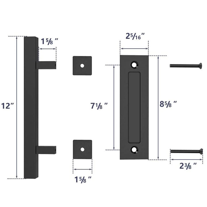 KAK 12 inches Sliding Barn Door Handle Pull Cabinet Flush Hardware Set Wood Door Handle I