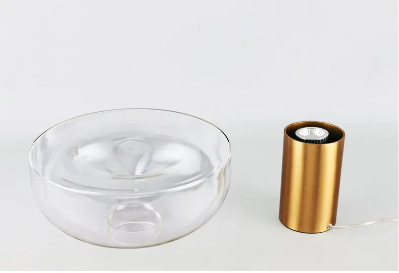 Nordic Clear Glass Table Lamp Creative Swirl Design Gold Hardware Plating Smoky Gray Bedroom Decoration LED E27 Desk Lamp