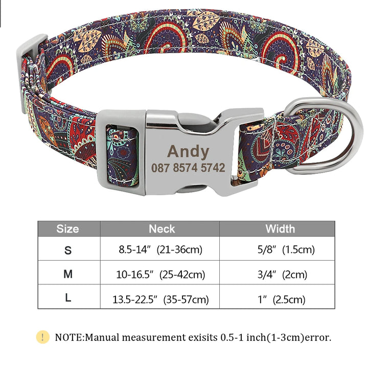 Personalized Small Medium Large Dog Cat Nylon Collar Custom Engraved Name ID Adjustable