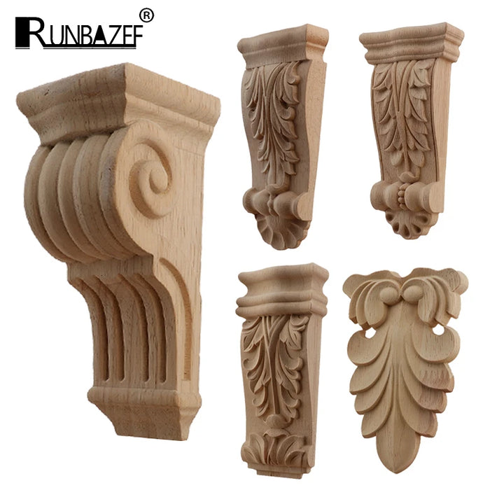 Retro Vintage Wood Carved Onlay Applique Carpenter Frame Decal Furniture