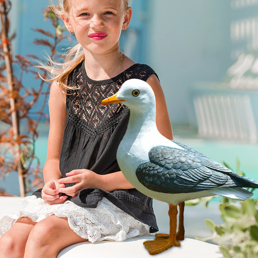 Resin Statue Realistic Sea-gull Sculpture Garden Artificial Sea-Bird Decoration 2 Types Decorative Ornament Home Art For Indoor