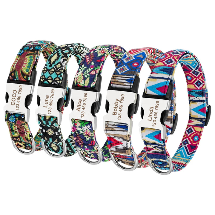 Personalized Small Medium Large Dog Cat Nylon Collar Custom Engraved Name ID Adjustable