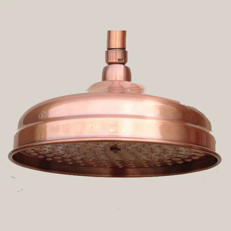 Antique Red Copper 8 inch Round Rainfall Shower Head & Hand Shower Head 1.5 Shower Hose Brass Handshower Bracket Wall Shower Arm