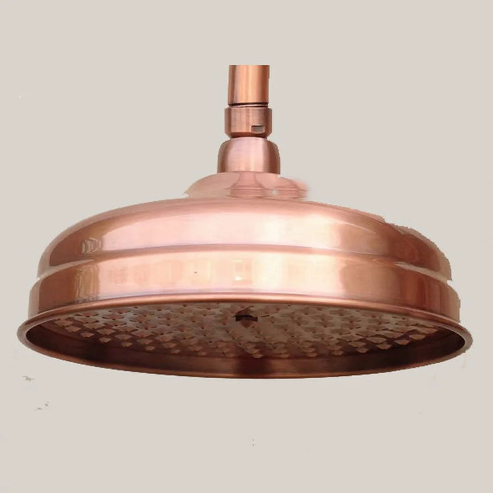 Antique Red Copper 8 inch Round Rainfall Shower Head & Hand Shower Head 1.5 Shower Hose Brass Handshower Bracket Wall Shower Arm