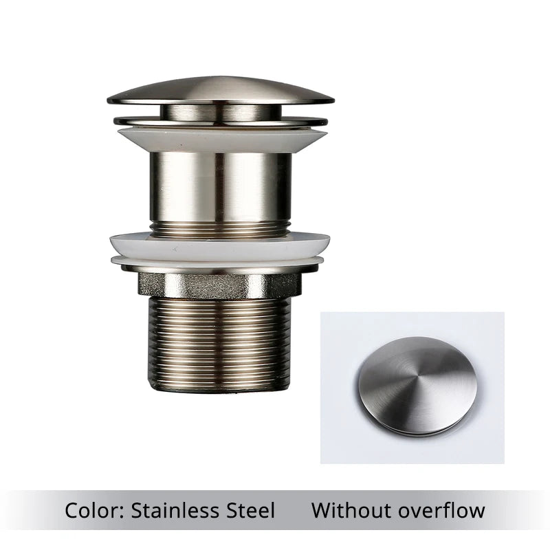 Bathroom Sink Stopper Washbasin Pop Up Drain Plug Cover Waste Pipe Drainer With Or Without Overflow For Bath Accessories