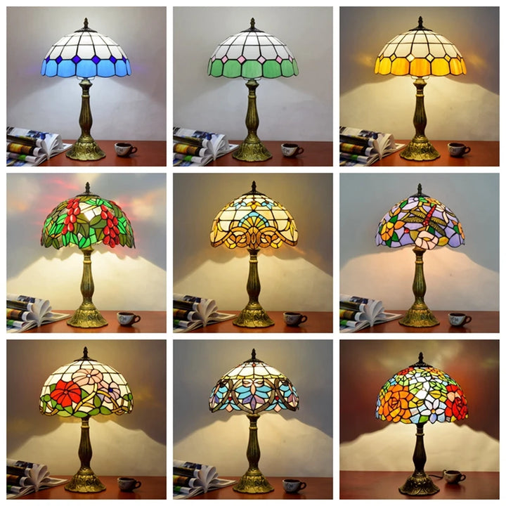 Turkish Table Lamp Tiffany Stained Glass with Dragonflys Vintage Desk Lamp Mediterranean Deco Lighting