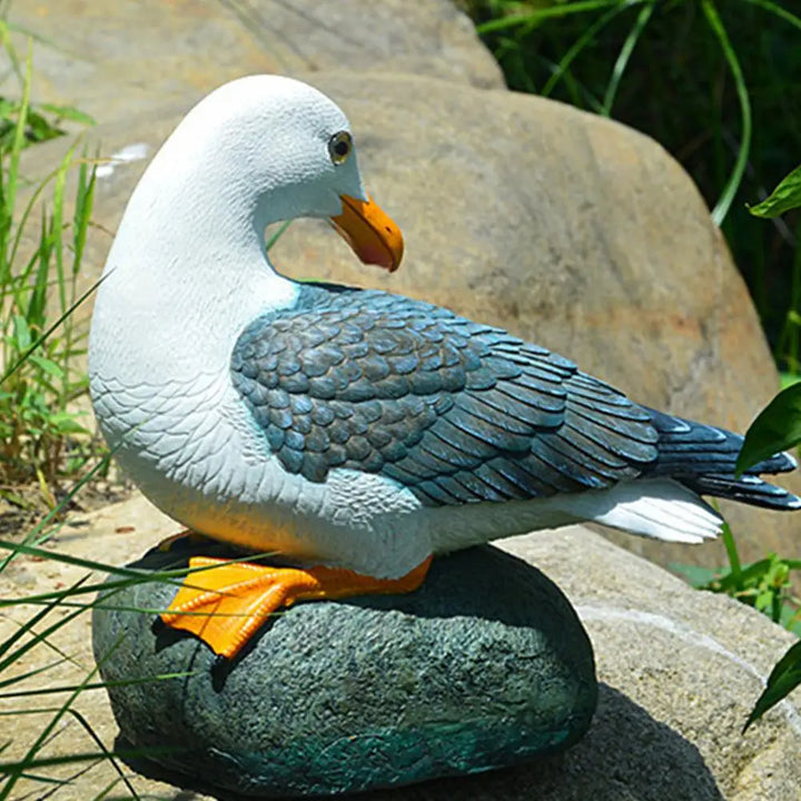 Resin Statue Realistic Sea-gull Sculpture Garden Artificial Sea-Bird Decoration 2 Types Decorative Ornament Home Art For Indoor