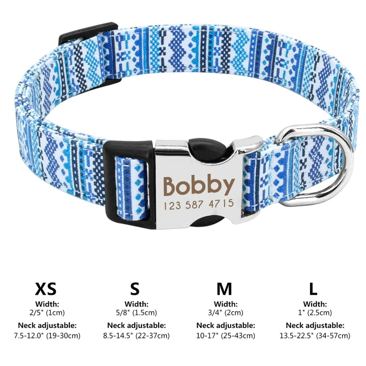 Personalized Small Medium Large Dog Cat Nylon Collar Custom Engraved Name ID Adjustable