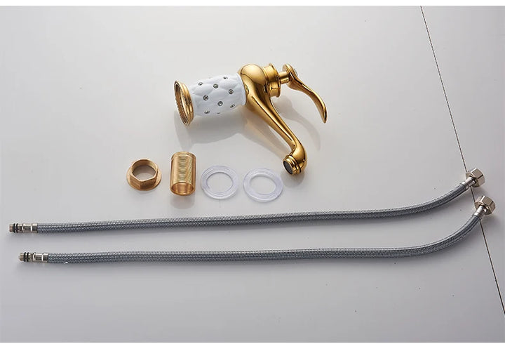 Bathroom Antique Bronze Finish Brass Basin Sink Solid Brass Faucets Single Handle Water Mixer Taps Bath Crane  ELFCT001