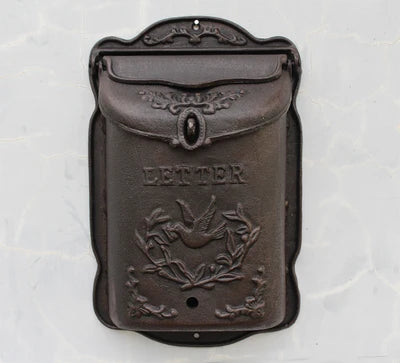 Rural Style Heavy Duty Wall Mounted Cast Iron Mailbox Metal Mail Box Newspaper Letter Post Box Rustic Postbox Gardon Yard Decor