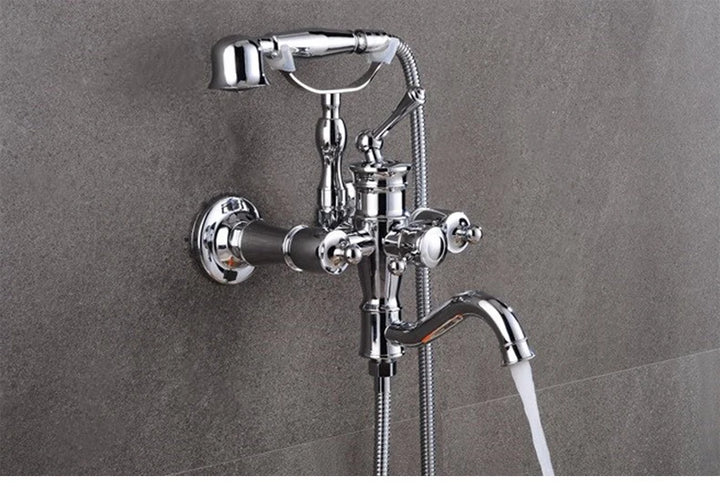 ELLEN Wall Mounted Bathroom Bath Faucet with Hand Shower Black Bath Tub Mixer Tap Bath Shower Mixer ELS2300