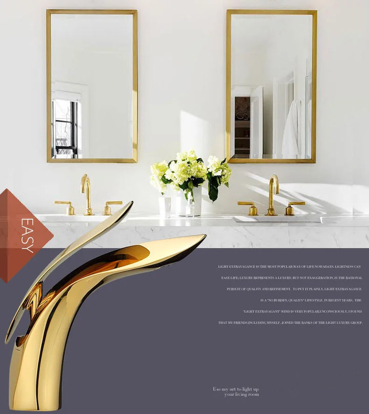 ZGRK Basin Faucets Elegant Bathroom Faucet Hot and Cold Water Basin Mixer Tap Golden Finish Brass Toilet Sink Water Tap White