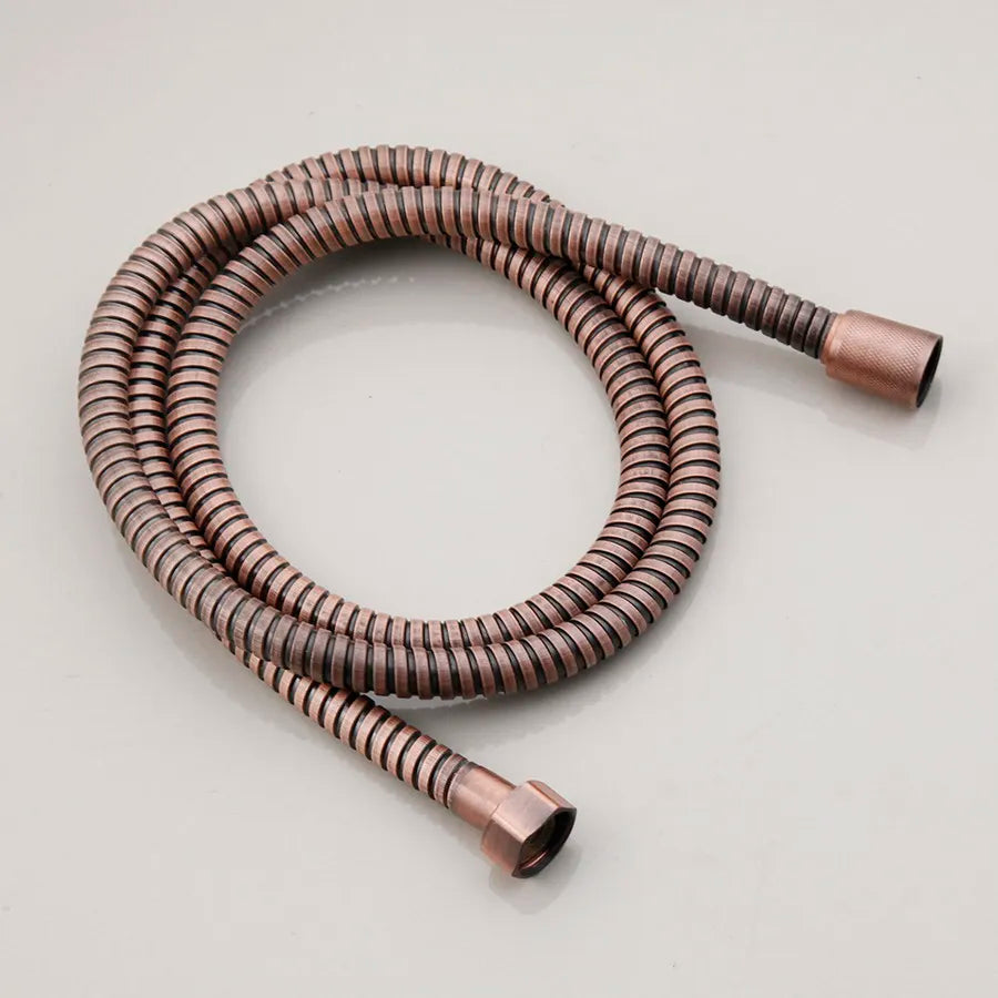 Antique Red Copper 8 inch Round Rainfall Shower Head & Hand Shower Head 1.5 Shower Hose Brass Handshower Bracket Wall Shower Arm