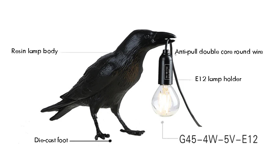 Modern Table Light,E12 Wall Lamp Resin Bird Light for Home Decoration Living Room Foyer Study Bedroom Nightstand Lights