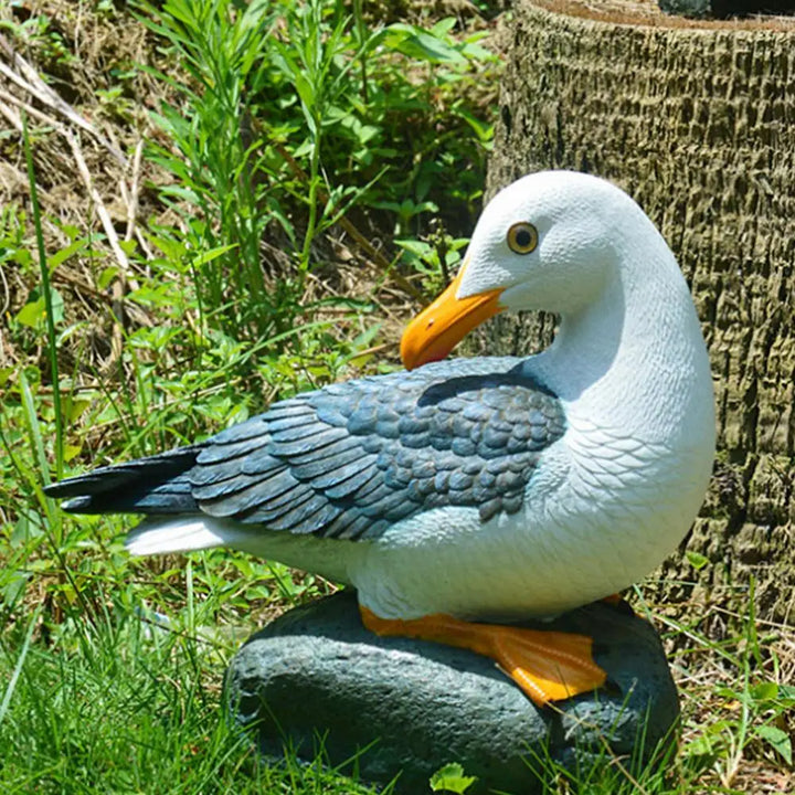 Resin Statue Realistic Sea-gull Sculpture Garden Artificial Sea-Bird Decoration 2 Types Decorative Ornament Home Art For Indoor