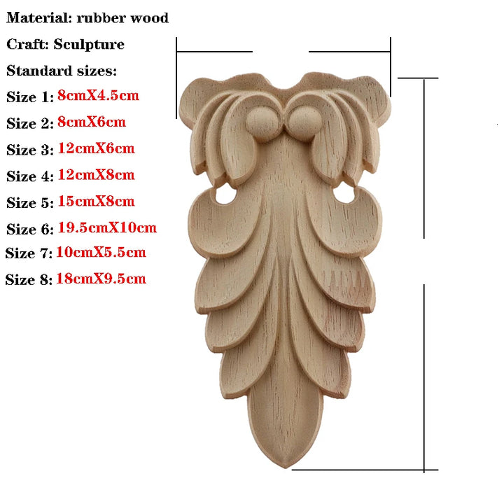 Retro Vintage Wood Carved Onlay Applique Carpenter Frame Decal Furniture