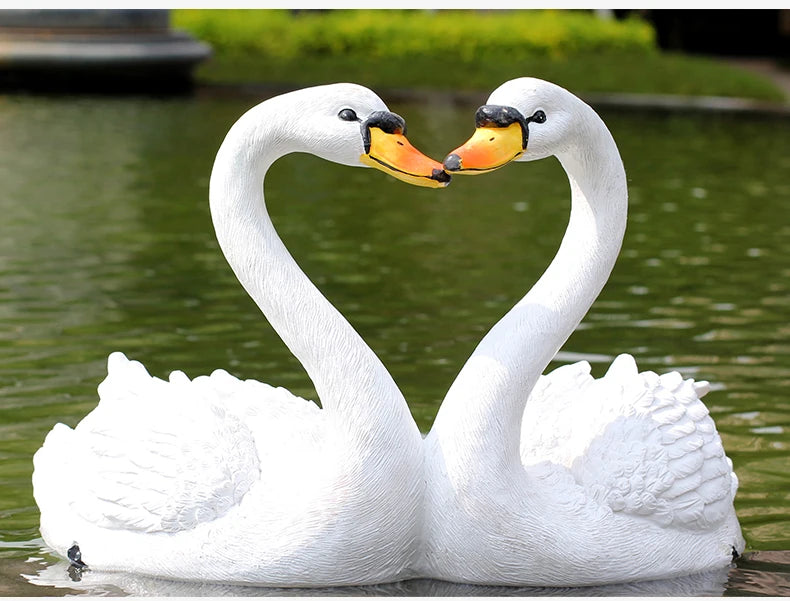 Resin Floating White Black Swan Outdoor Garden Pond Fish Tank Decorative Swimming Swan Sculpture For Garden Decor Ornament