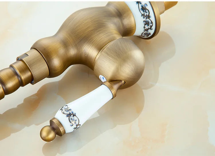 Bathroom Faucets Antique Bronze  for Kitchen Cold and Hot Water Basin Mixer Tap with Ceramic Single Handle Sink Tap Crane