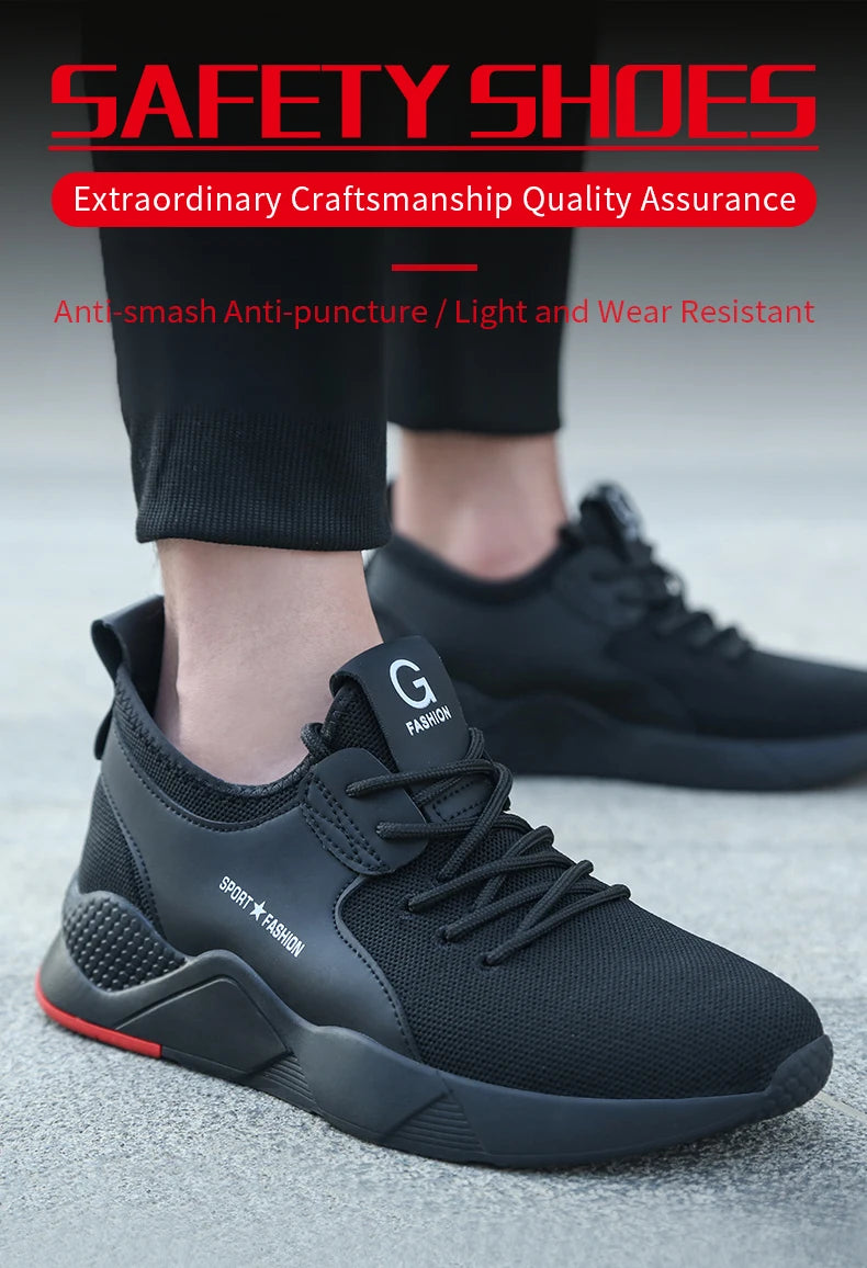 WorkSafety Shoes Men Boots Women Steel Toe Cap Sport Snekers Puncture Proof Crash Proof Light Wear Resistant Industrial Quality