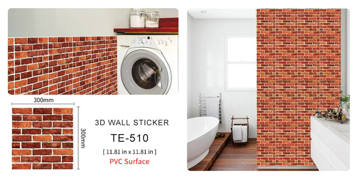 15PCS Wall Sticker Waterproof PVC imitation brick Wallpapers for TV walls living room bedroom kitchen kids rooms painted surface