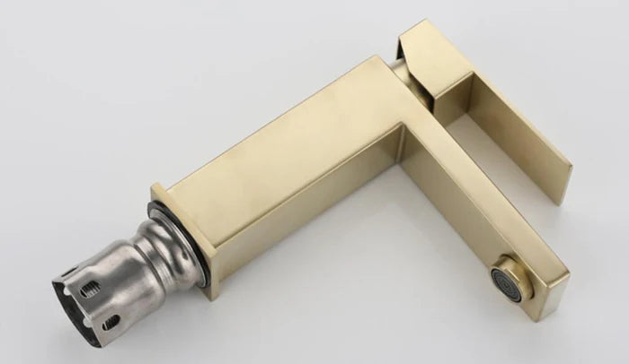 stainless steel brushed Gold bathroom Faucet Deck Mounted Basin Sink Tap Mixer Hot & Cold Water mixer Faucet