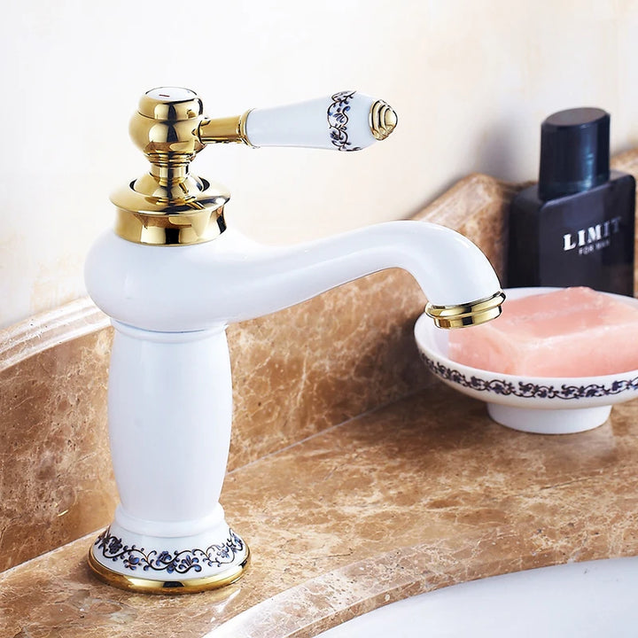 Bathroom Antique Bronze Finish Brass Basin Sink Solid Brass Faucets Single Handle Water Mixer Taps Bath Crane  ELFCT001