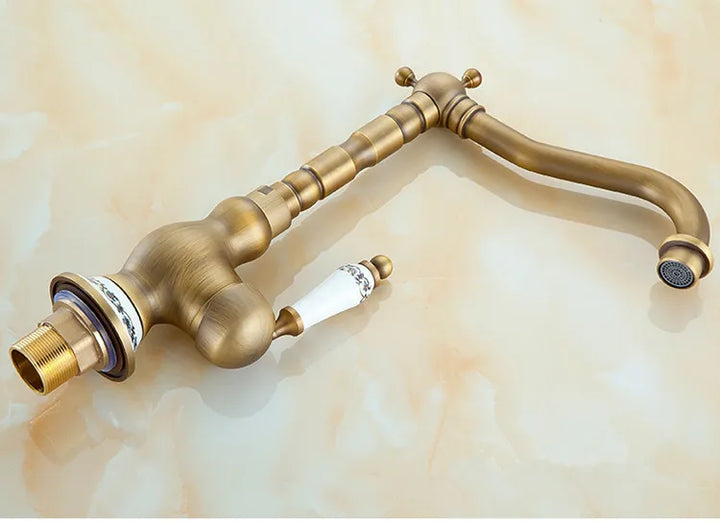 Bathroom Faucets Antique Bronze  for Kitchen Cold and Hot Water Basin Mixer Tap with Ceramic Single Handle Sink Tap Crane