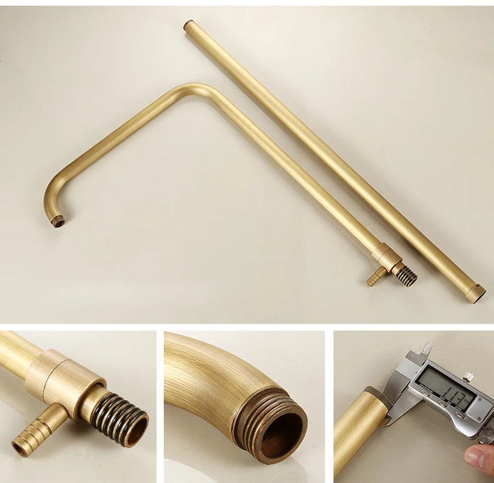 Antique Rain Shower Faucets Set with Hand Brass Wall Mounted Shower Mixer for Bathroom Bath Luxury Rainfall Shower Set EL4006T