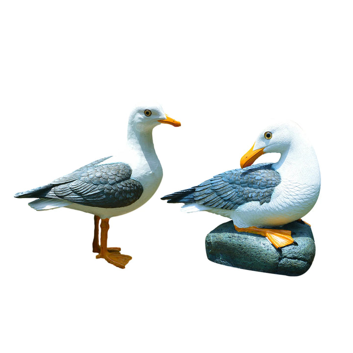 Resin Statue Realistic Sea-gull Sculpture Garden Artificial Sea-Bird Decoration 2 Types Decorative Ornament Home Art For Indoor